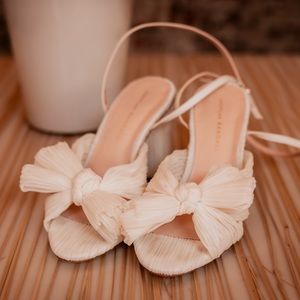 Loeffler Randall camellia sandals Pearl white color wedding